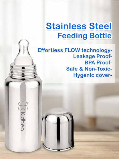 Kidbea Stainless Steel Baby Feeding Bottle 240 ml Anti-Colic Valve (photo 4)