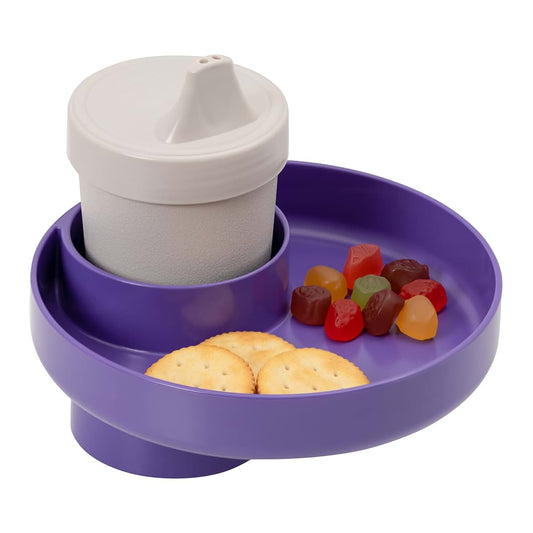 Travel Tray Round Purple Cup Holder Snack Tray