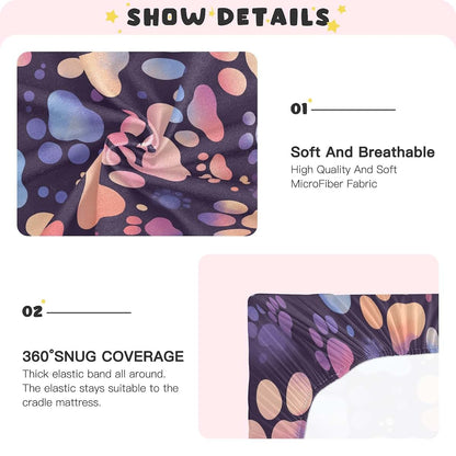 KEEPREAL Fitted Crib Sheets Colorful Cat Paw