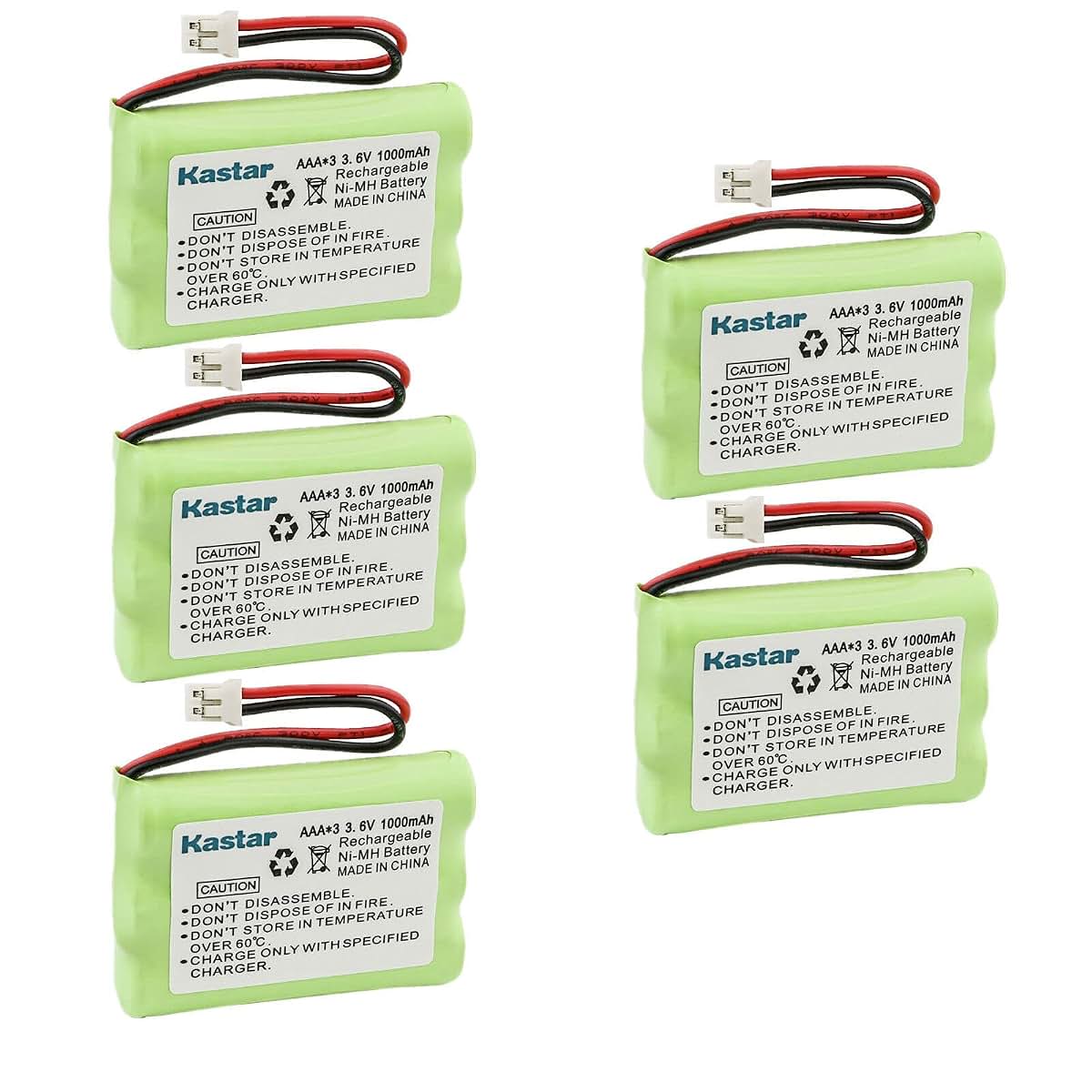 Kastar 5-Pack Ni-MH 3.6V 1000mAh Replacement Battery for Baby Monitors