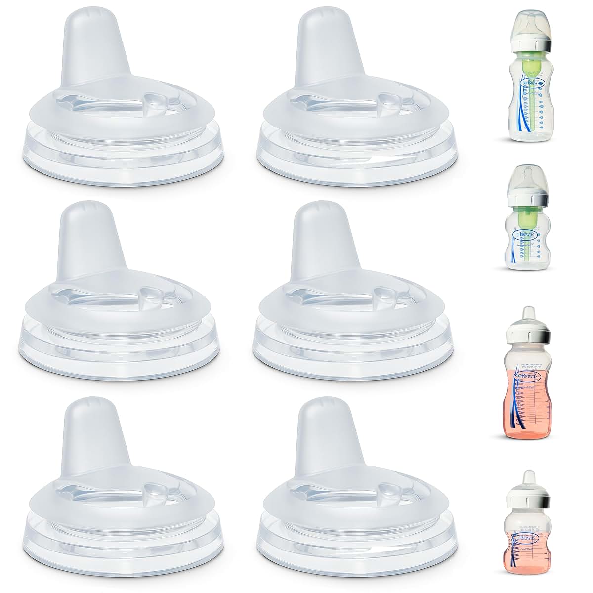 BelBeyo Sippy Spout Nipples for Dr. Brown's Wide-Neck Baby Bottles 4+Months