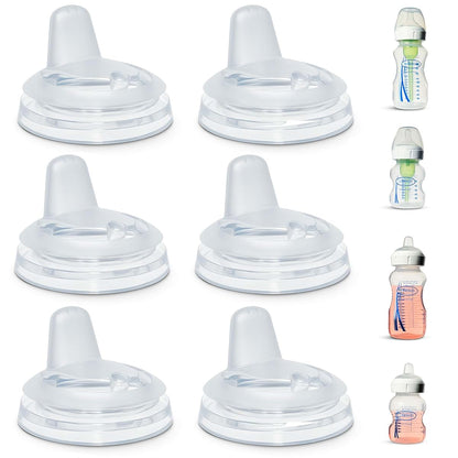 BelBeyo Sippy Spout Nipples for Dr. Brown's Wide-Neck Baby Bottles 4+Months