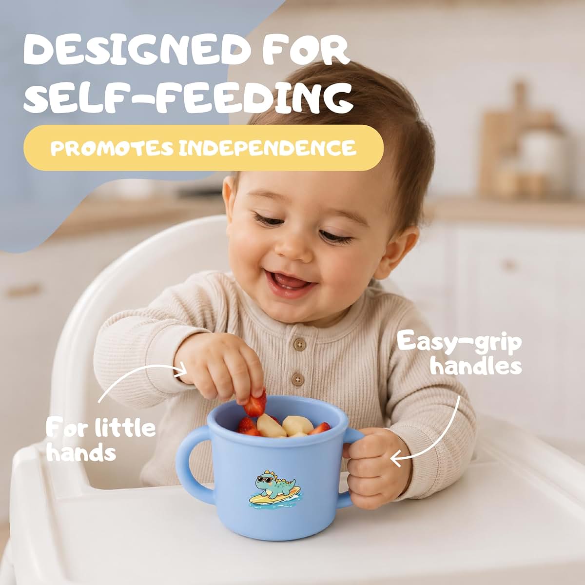 QEQITOS2010 Silicone Snack Cup, Toddler Snack Container, Spill Proof