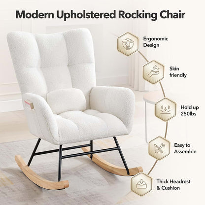 MilleLoom Nursery Glider Rocker With Wood Legs And Side Pockets (photo 4)