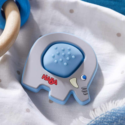 Haba Popping Elephant Silicone Teether Ring & Sensory Grasping Toy