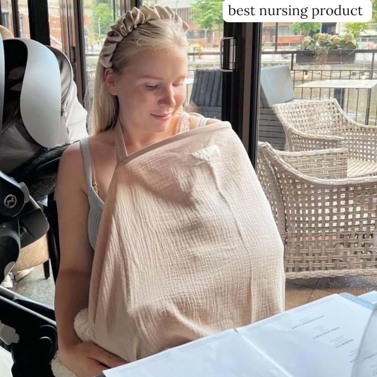 Yiming 88 Muslin Nursing Cover With Rigid Hoop And Adjustable Neck Strap (photo 2)