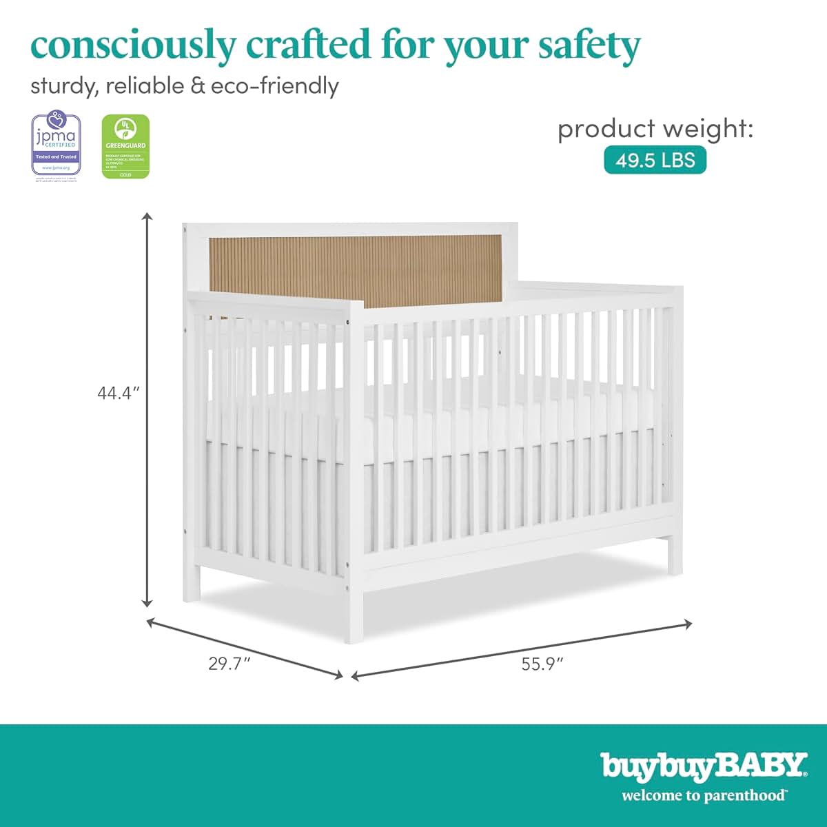 Evolur Byron 5-in-1 Convertible Full-Size Baby Crib in White and Chestnut (photo 2)