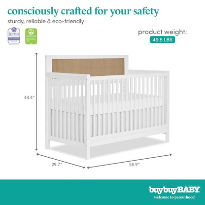 Evolur Byron 5-in-1 Convertible Full-Size Baby Crib in White and Chestnut (photo 2)