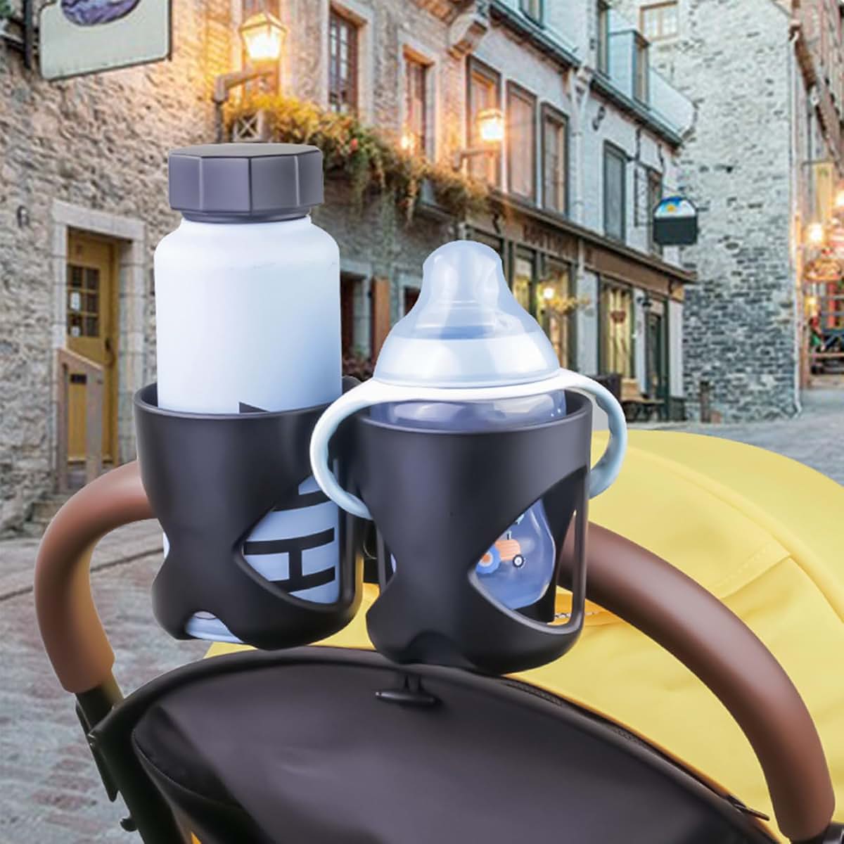 DUDOK Stroller Cup Holder, ABS Wheelchair Cup Holder, Portable Stroller Cup Holder, Double Cup Holder, Adjustable Cup (photo 2)