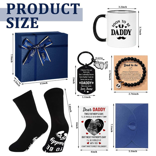 Acellegic New Dad Gifts Box Set with Ceramic Mug and Keychain