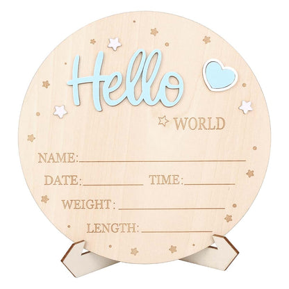 Wooden Baby Announcement Sign Board for Newborn Photo Prop Decor