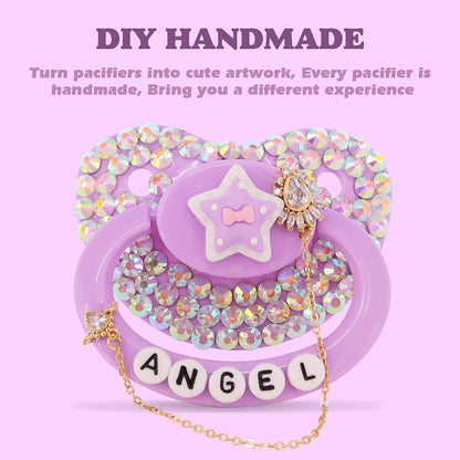 SUNOWE Adult Sized Pacifier Candy Cute Baby Pacifiers (Purple Stars)
