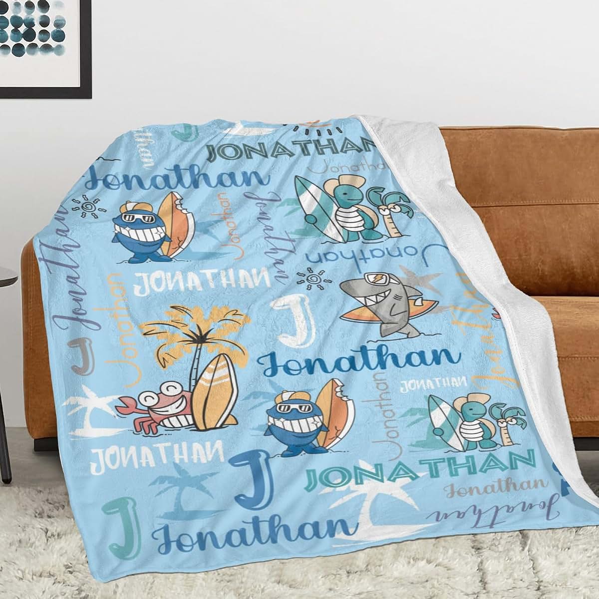 BlueKeyStudio Personalized Baby Blanket for Boys Girls Custom Baby Blanket with Name Customzied Name Blanket Baby Gifts (photo 2)