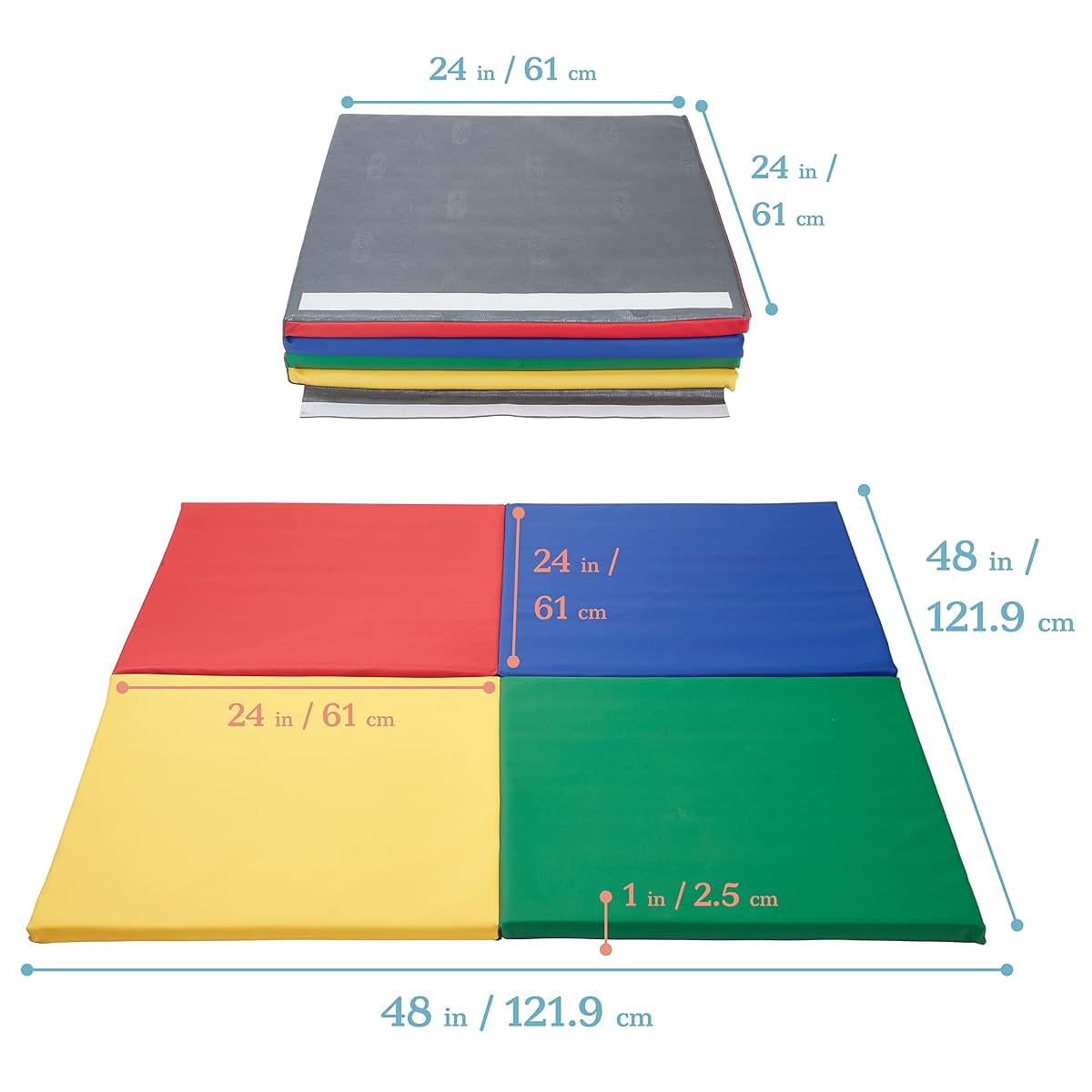 Ecr4Kids SoftZone Quad Fold-N-Go Activity Mat, Portable Folding Playmat (photo 2)