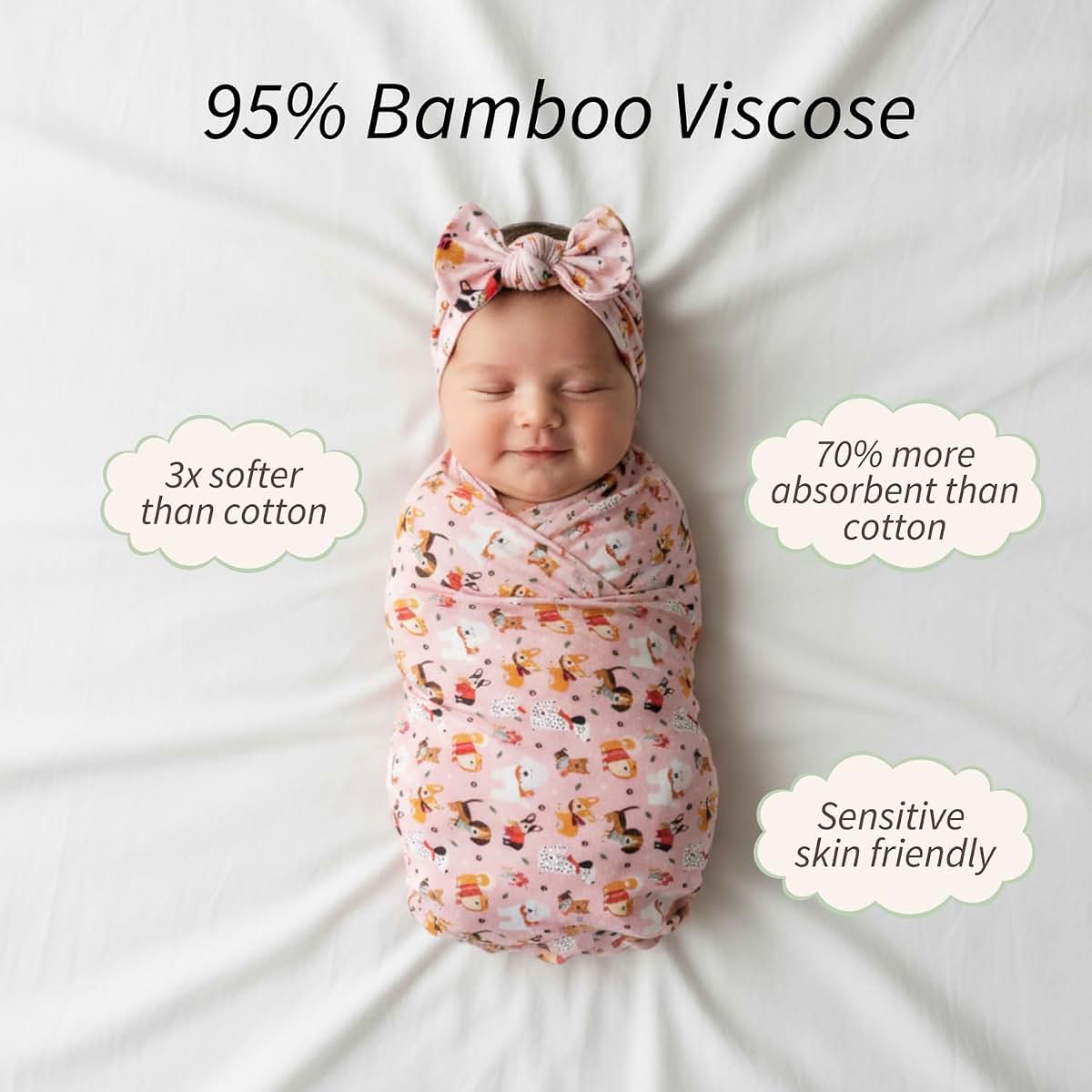 The Plush Club Viscose from Bamboo Swaddle Blankets and Hat Set