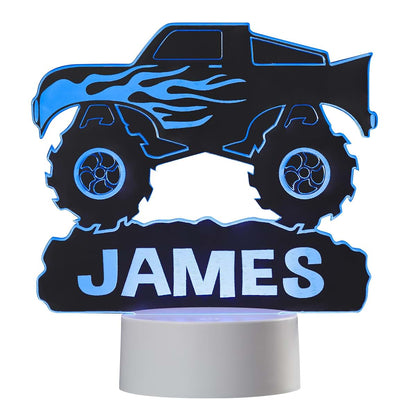 Personalization Universe Personalized Monster Truck LED Sign, Kids Room Decor Night Light, Touch Control, Color