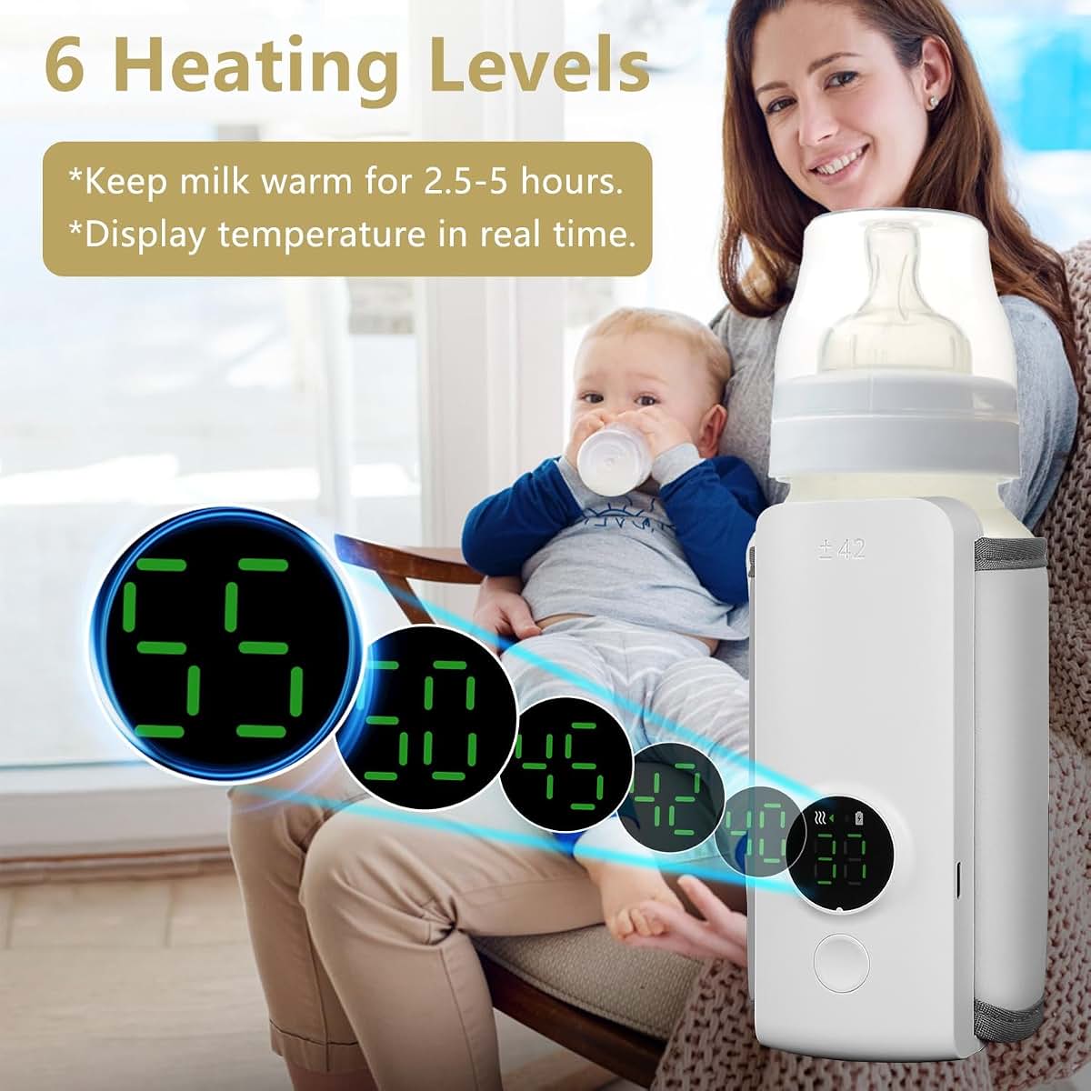 TeqHome Portable Bottle Warmer With USB Rechargeable Battery