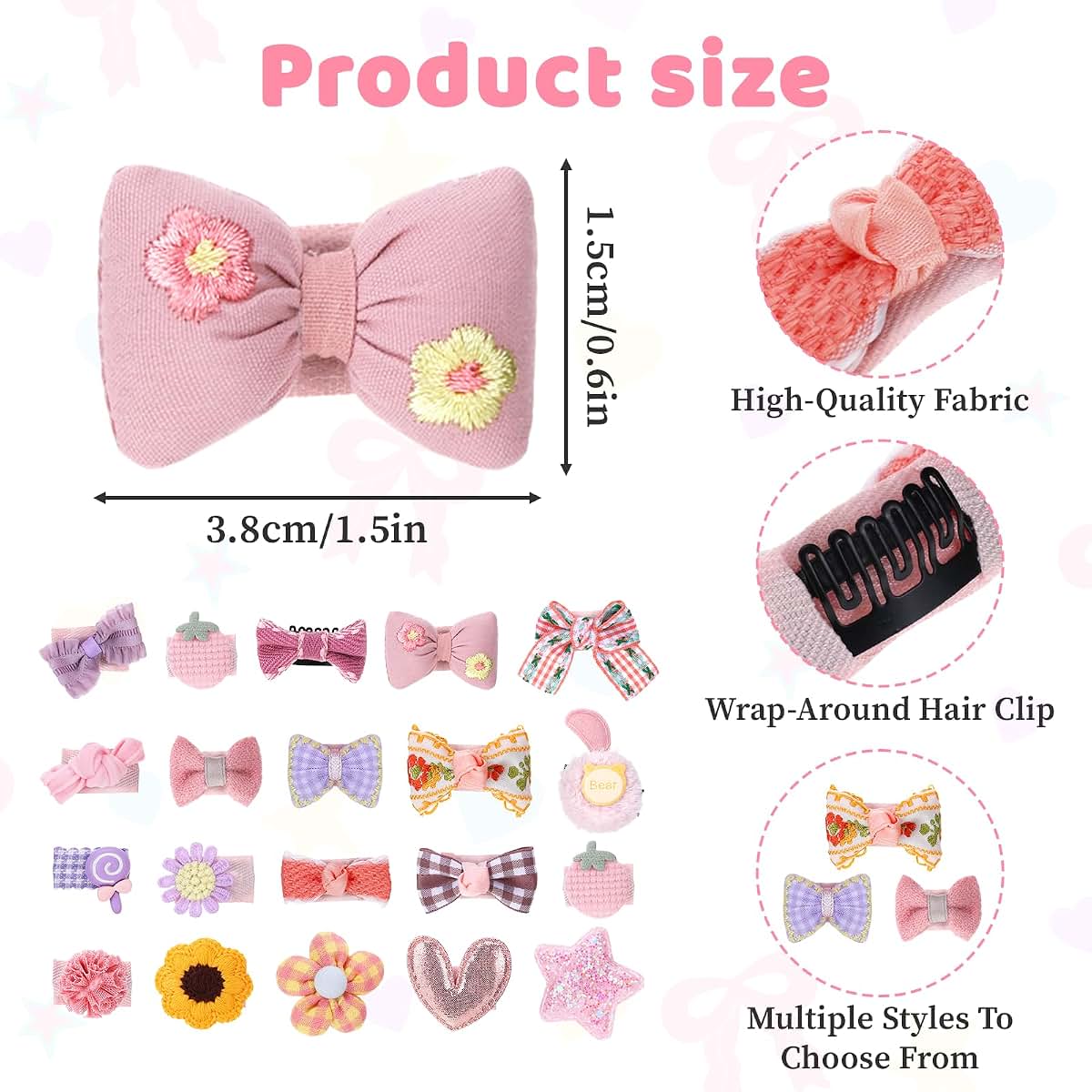 Gweichunon 20 Pcs Baby Hair Clips Toddler Hair Accessories Handmade Barrettes (photo 2)
