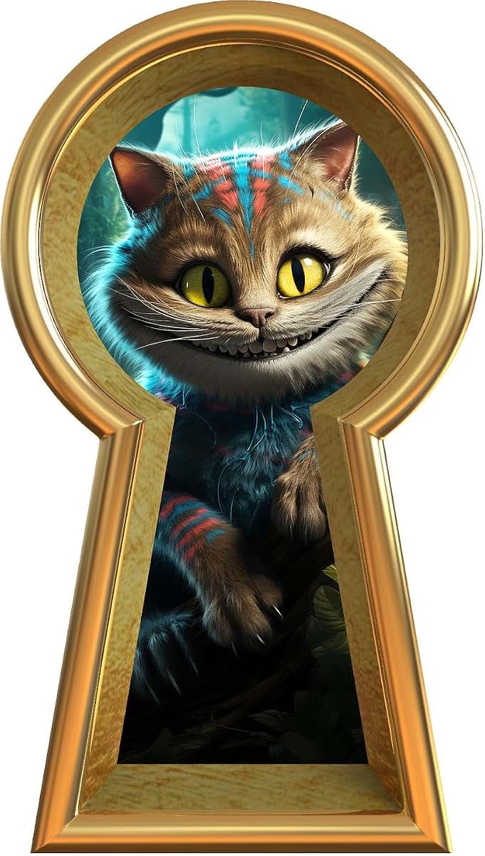 Stickit Graphix Cheshire Cat Keyhole Wall Decal 16-Inch Peel And Stick Decor