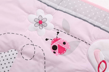 CribMATE 3 Pieces Pink Floral Embroidery Rabbit Nursery Crib Bedding Set (photo 3)