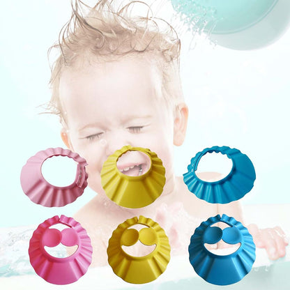 Adjustable Kids Shower Cap with Ear and Eye Protection, EVA Material, 4 Snap Buttons