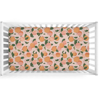 Dpjkevw Vintage Peach Leaves Fitted Crib Sheet (photo 2)