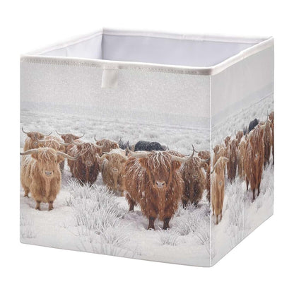Linqin Scottish Highland Cow Print Storage Basket