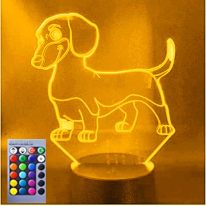 Jinnwell 3D Dog LED Night Light Lamp 16 Color Changing