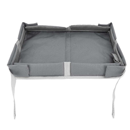 SIXRUN Kids Airplane Travel Tray Cover, Folding Table Toy Organizer Bag, Grey, Polyester Fiber, Multifunctional Design