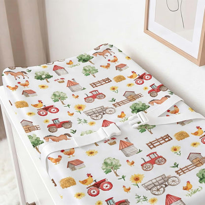 S2tMhb Horse Chicken Pattern Changing Pad Cover Liner for Unisex Baby,Farm Theme Snug Fitted Diaper Table Covers for (photo 3)