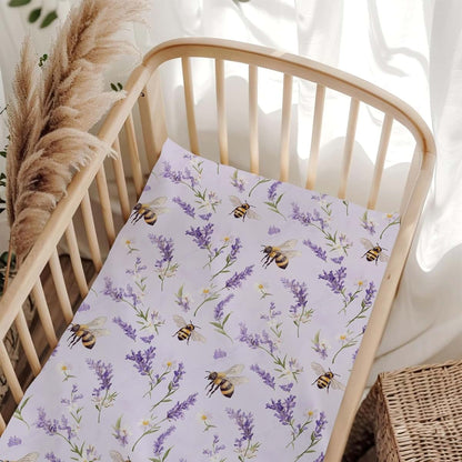 Wicbfdfv Lavender Daisy Floral Fitted Crib Sheet For Standard Mattresses