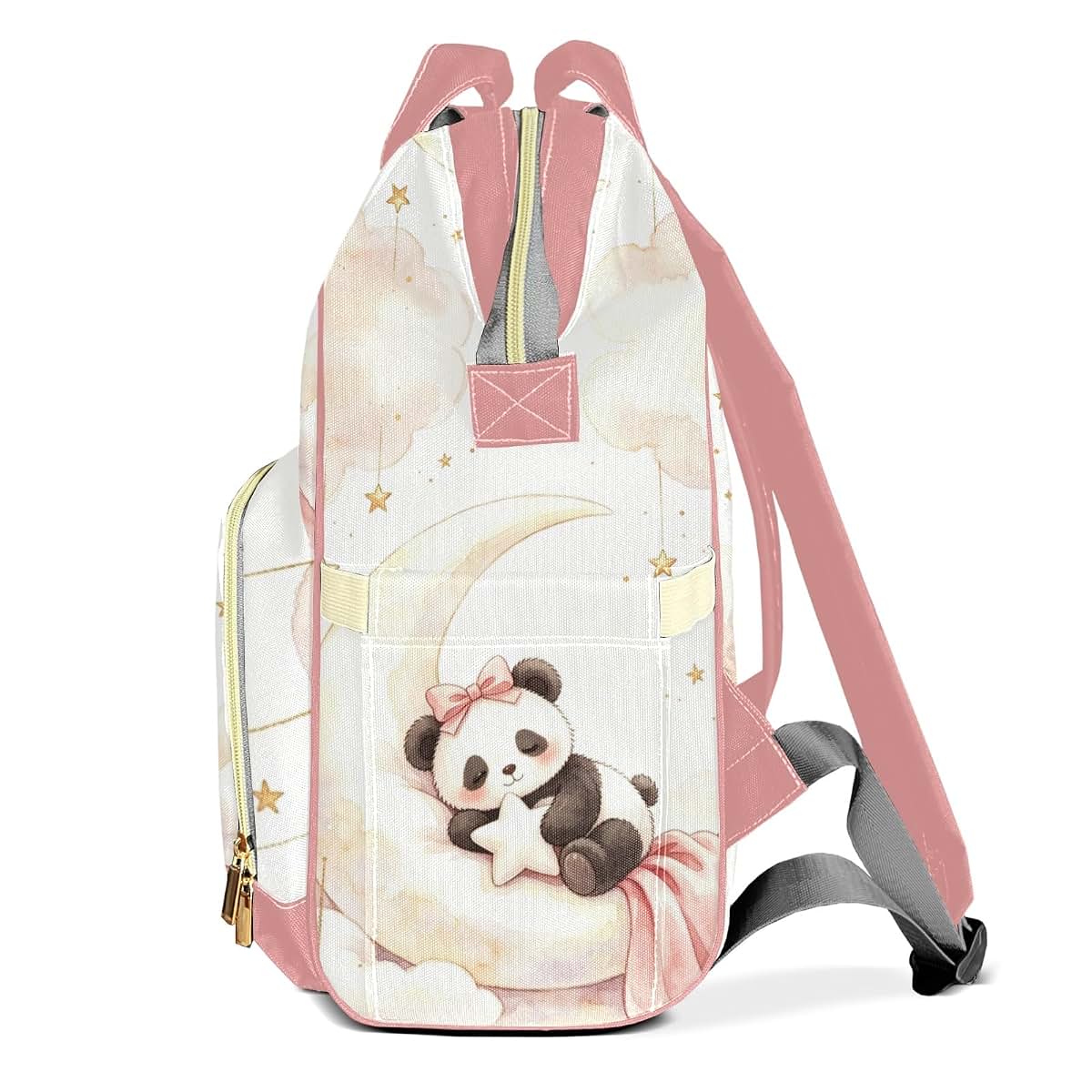 YallLocoMo Personalized Diaper Bag Backpack Watercolor Moon Panda (photo 3)