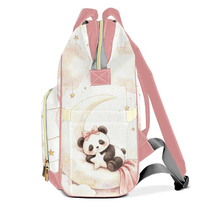 YallLocoMo Personalized Diaper Bag Backpack Watercolor Moon Panda (photo 3)