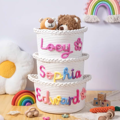 ZZBBJLF Personalised Cotton Woven Storage Basket For Kids