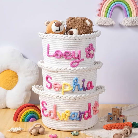 ZZBBJLF Personalised Cotton Woven Storage Basket For Kids