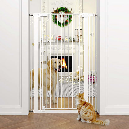 51" Extra Tall Cat Gate, Auto Close, 28.5"-35" Wide, White