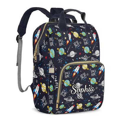 Joyestore Personalized Space Planet Fun Custom Mom Bag with Name,Dad and Mom Diaper Backpack Waterproof Baby Shower for (photo 2)