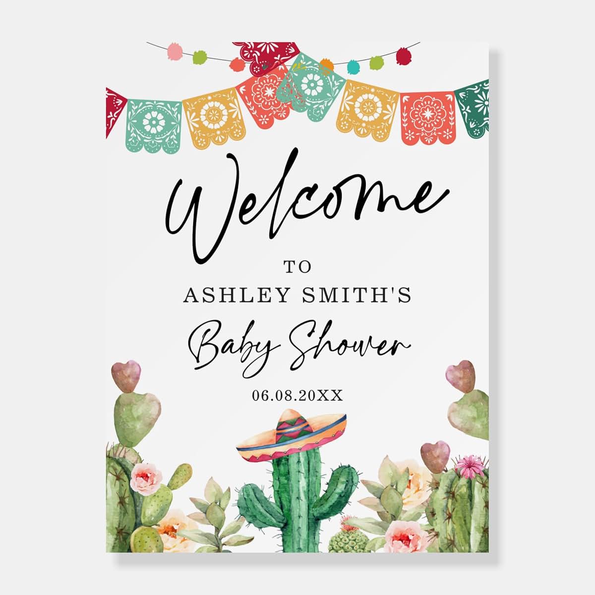 Kaysen Personalized Welcome To Baby Shower Sign, Fiesta Taco Bout Baby Shower Welcome Sign, Custom Name Baby Shower (photo 2)