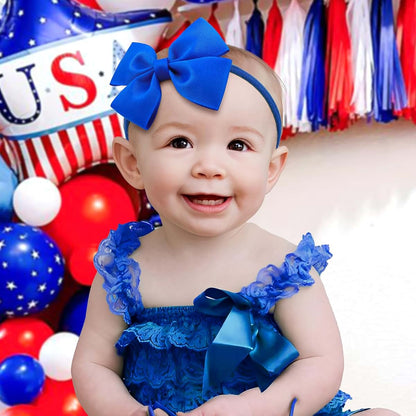 ONENINEDREAM 4th of July Baby Bows Patriotic Headband Set of 2 Red Blue