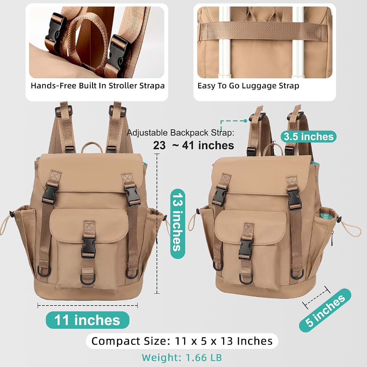 MOMINSIDE Diaper Bag Backpack with Wet Pocket and 9 Pockets