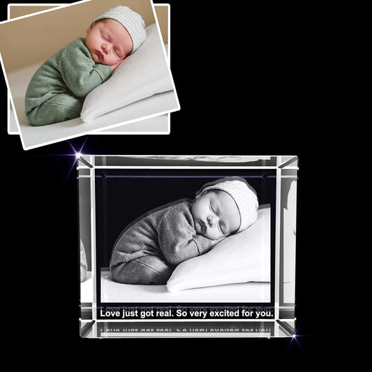A&B Crystal Collection Newborn Baby - Engraved 3D Photo Gift - Thoughtful Congratulations & Celebration Keepsake (XXL