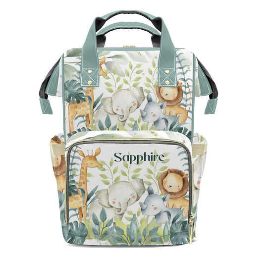 LiSoAkWE Animals Plam Lion Elephant Deer Personalized Large Capacity Diaper Bags,Custom Name Backpack Casual Daypack