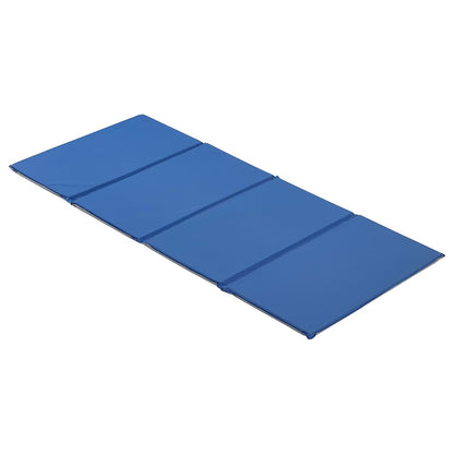 ECR4Kids Everyday Folding Rest Mat, 4-Section, 5/8in, Sleeping Pad, Blue/Grey, 1-Piece