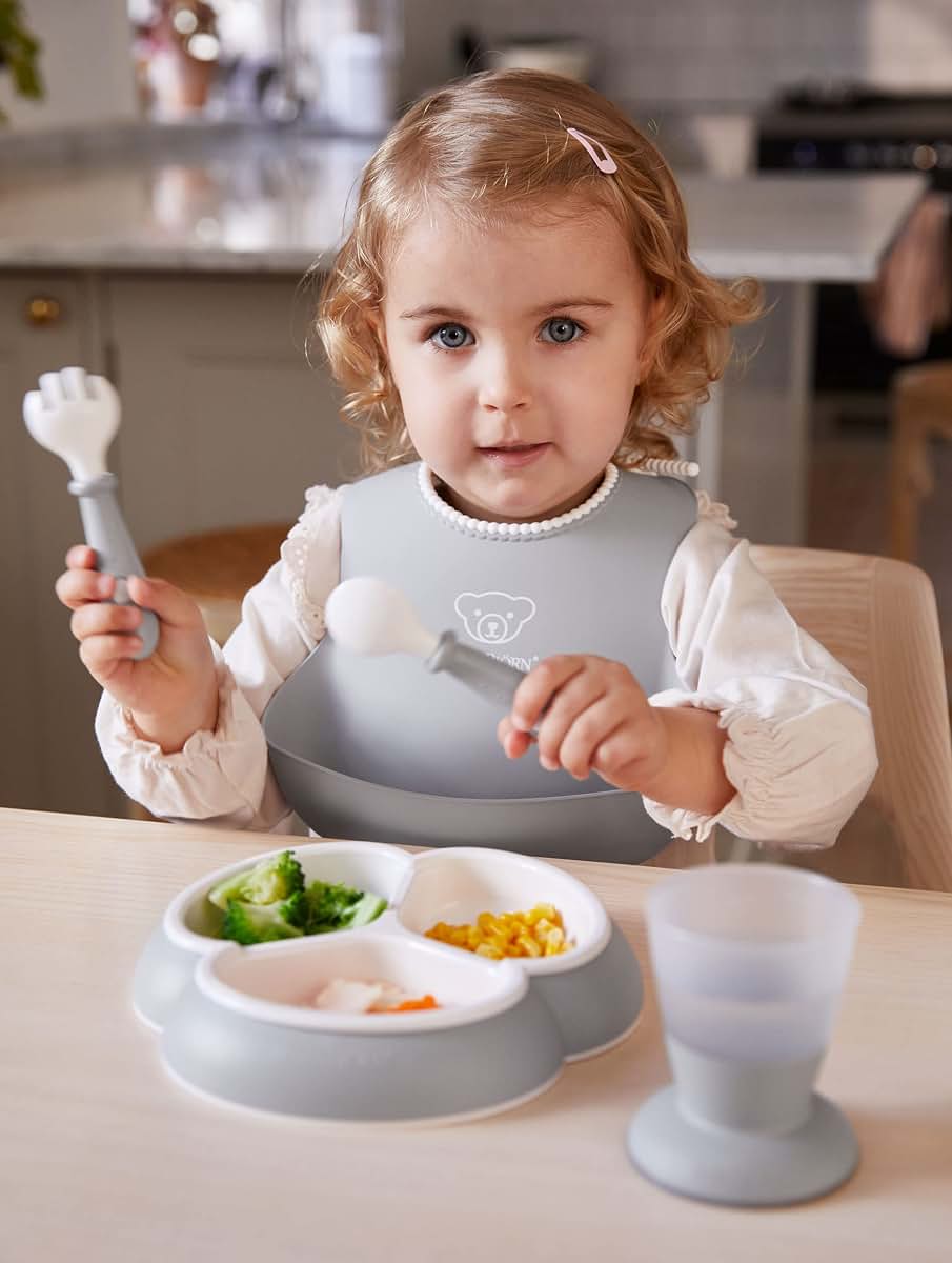 BabyBjörn Baby Spoon and Fork Set, 4 Pieces, Gray