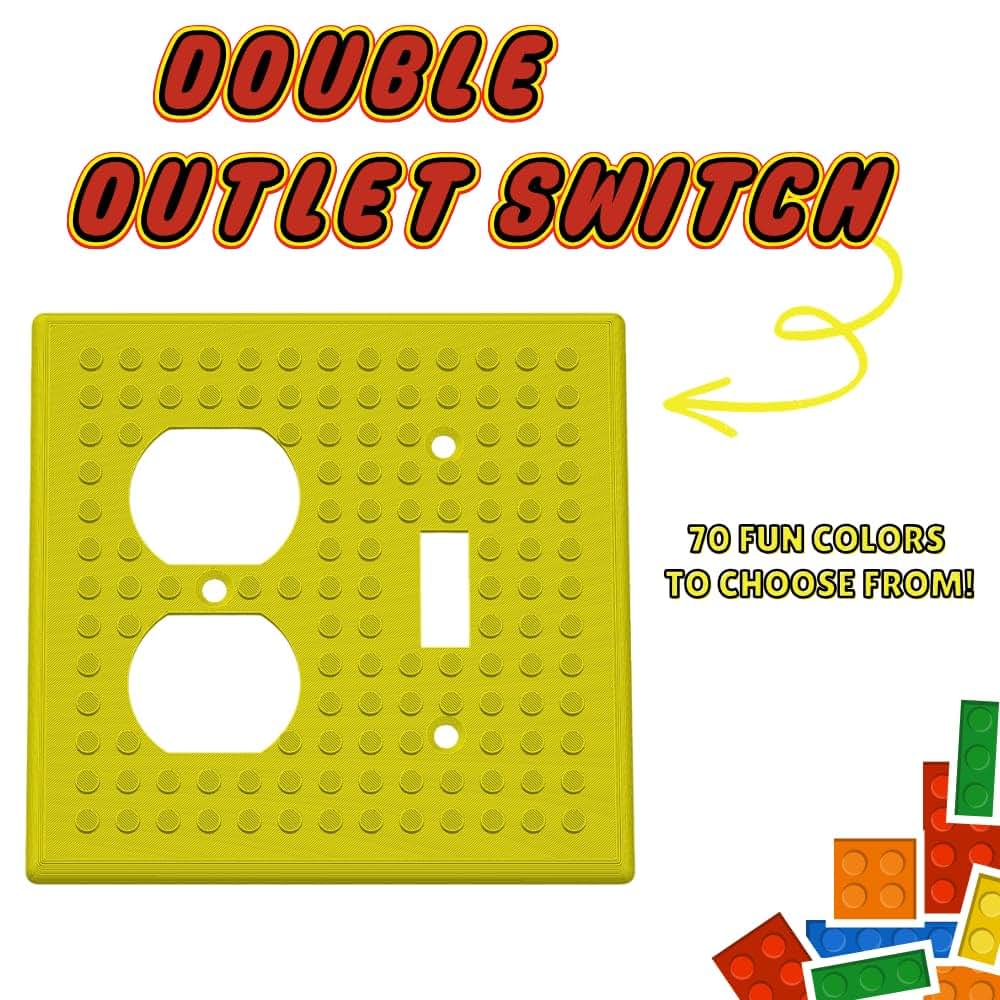 Aunt Lo's Supply Co Building Brick Light Switch Cover Plate - Compatible with Standard Construction Blocks - Double (photo 2)
