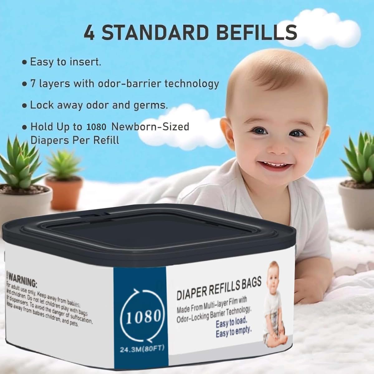 xenxeng Jumbo Square Refills Disposal Bags Refill Compatible with Diaper Genie (photo 4)