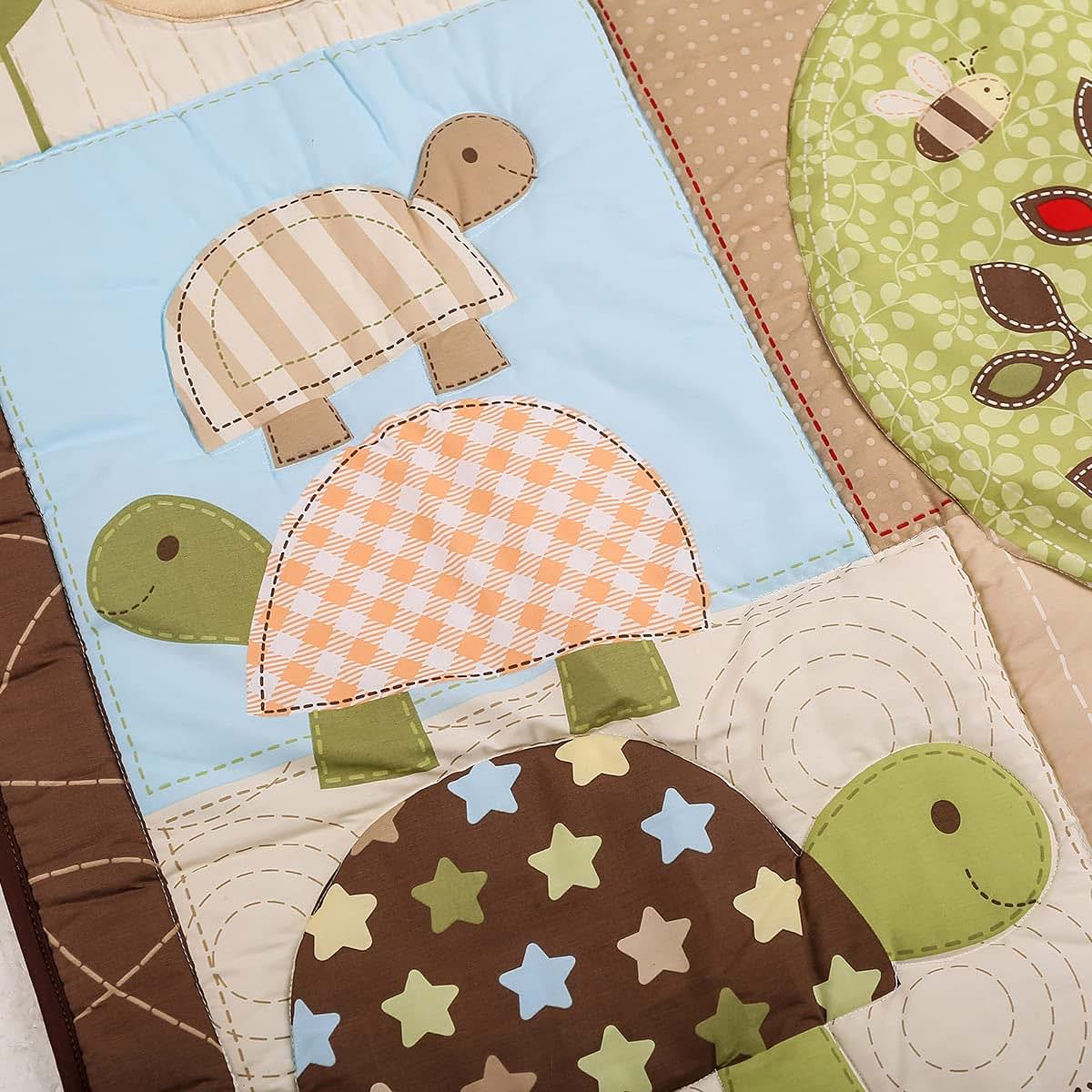CribMATE 3 PCs Turtle Frog Nursery Crib Bedding Set Brown Green Garden Ducks Bee Cot Bedding Set (Green 1), 27 X 52 (photo 3)