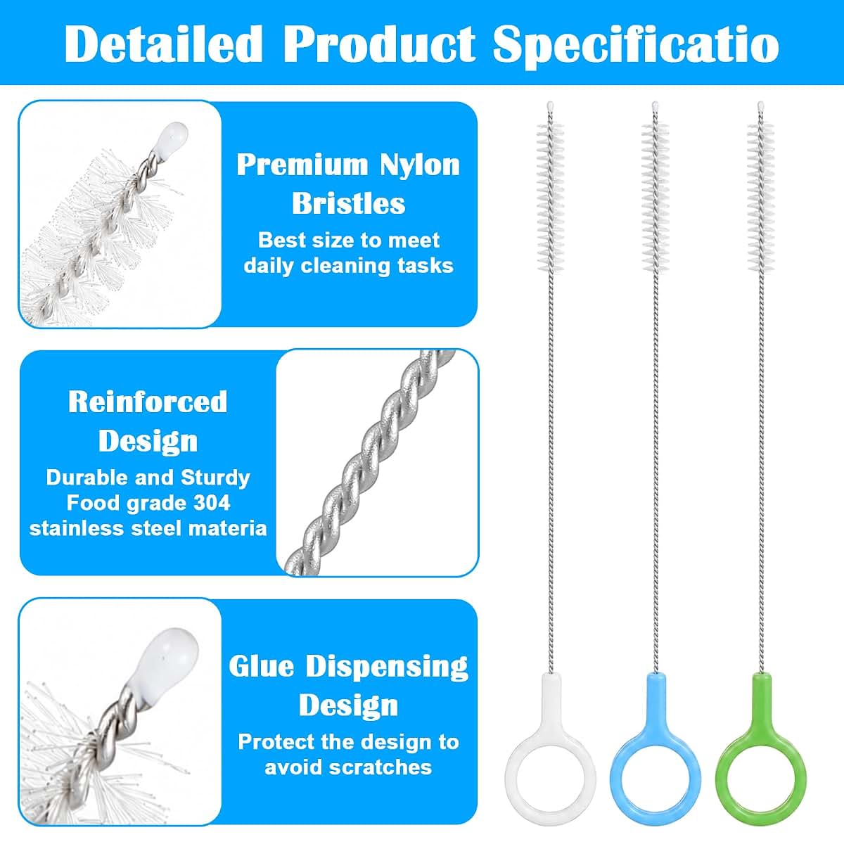 Fnanjwq Straw Cleaner Brush Set Of 6, Flexible Multi-Purpose Cleaning Tools (photo 3)
