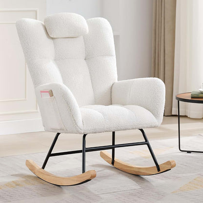 EcoSummer Upholstered Nursery Rocking Chair with Side Pocket