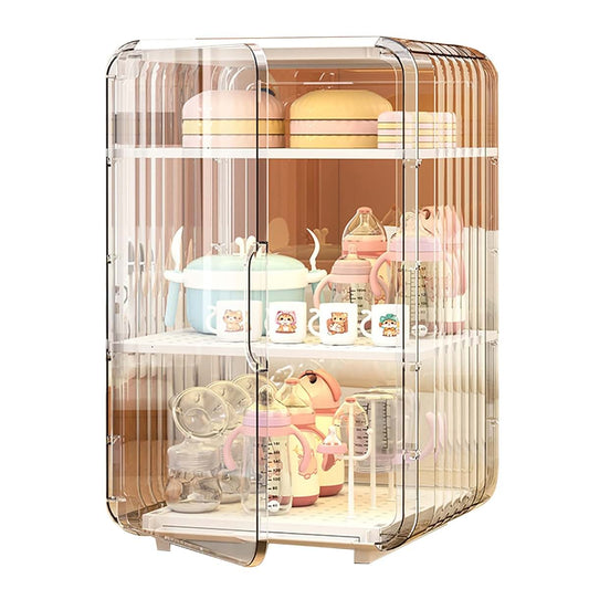 Tanxier Baby Bottle Organizer,Clear Baby Bottle Storage Organizer for Countertop and Cabinet,Clear Space-Saving